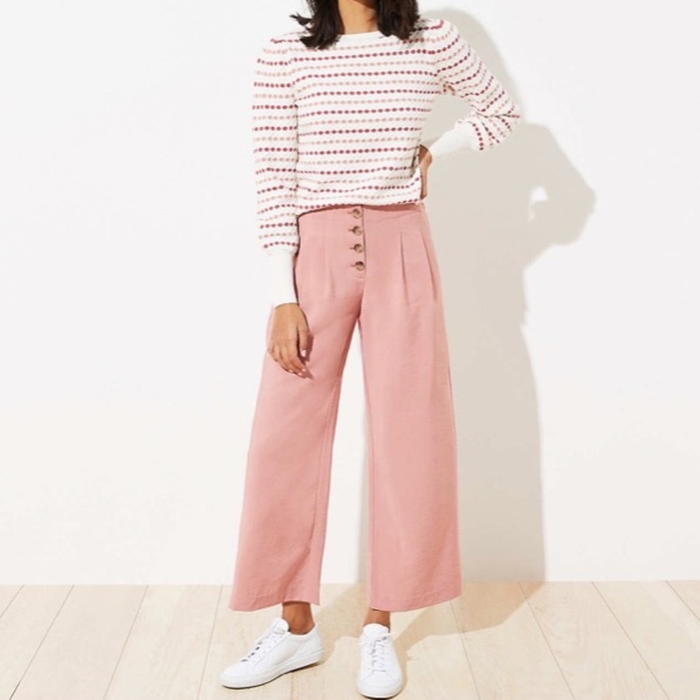 COPY - LOFT High Waist Cropped Wide Leg Pink Pants